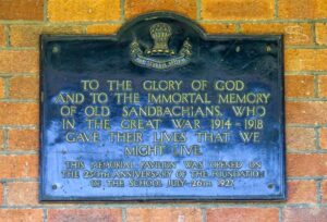 Sandbach School memorial plaque